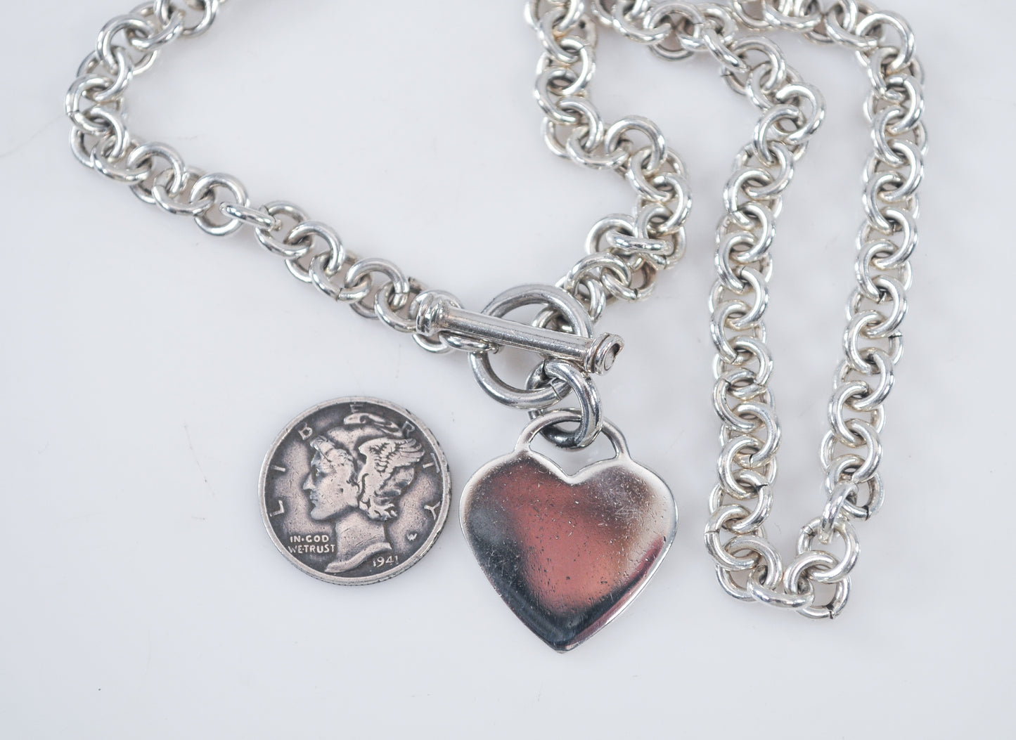 Sterling Silver Heart Tag Choker Necklace