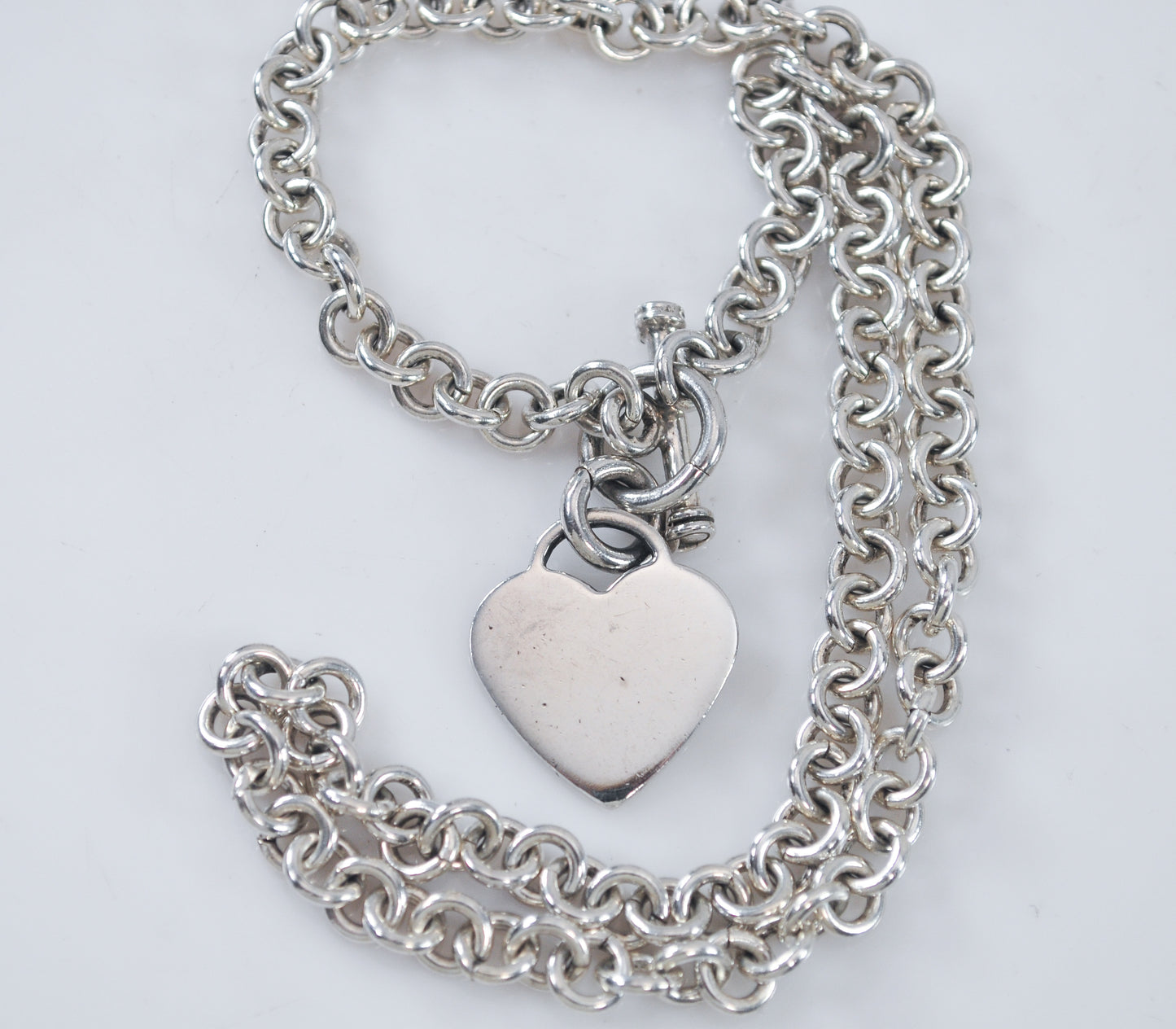 Sterling Silver Heart Tag Choker Necklace