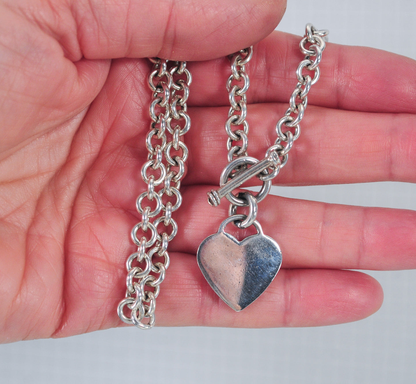 Sterling Silver Heart Tag Choker Necklace