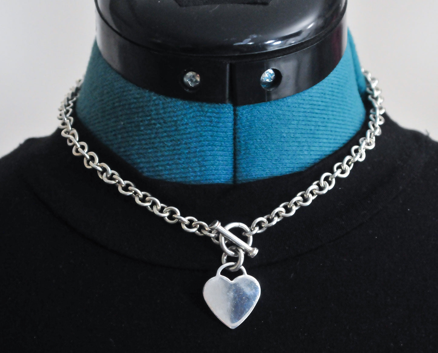 Sterling Silver Heart Tag Choker Necklace