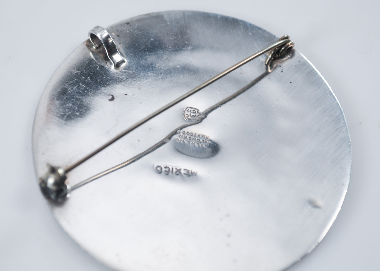 Large Vintage Sterling Silver Mayan Calendar Brooch Pendant