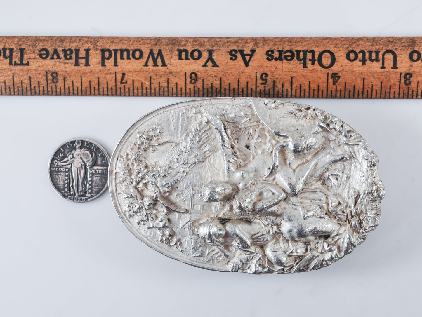 HEAVY Solid Sterling Silver Figural Belt Buckle