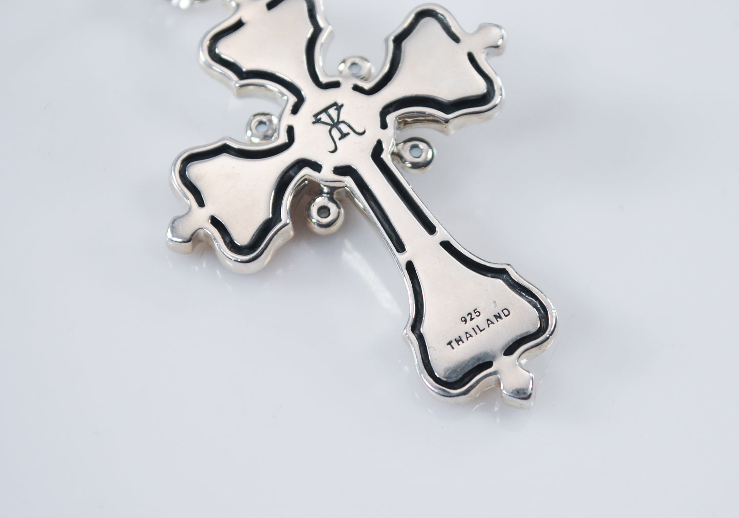 Designer Sterling Silver Rose Quartz Cross Pendant