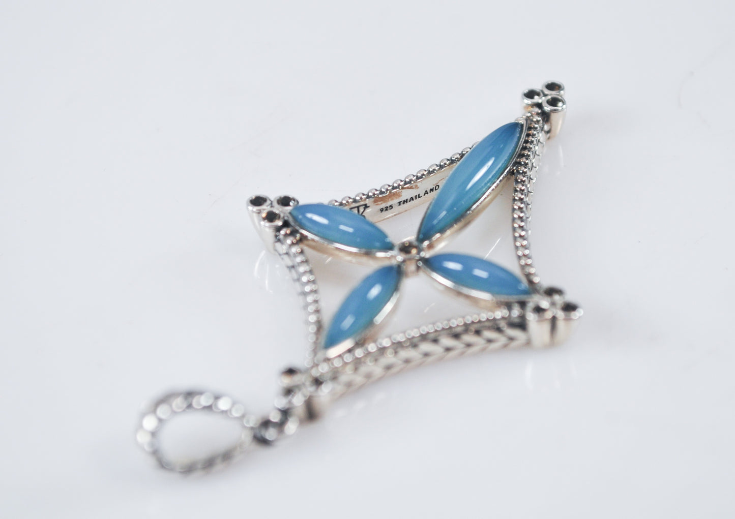 Designer Sterling Silver Chalcedony Cross Pendant