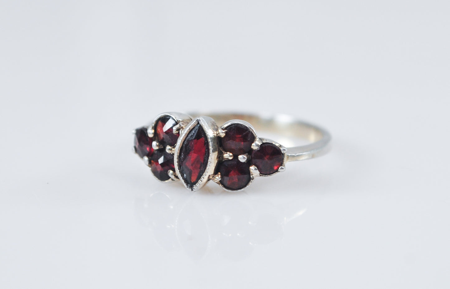 Antique 900 Silver Garnet Ring