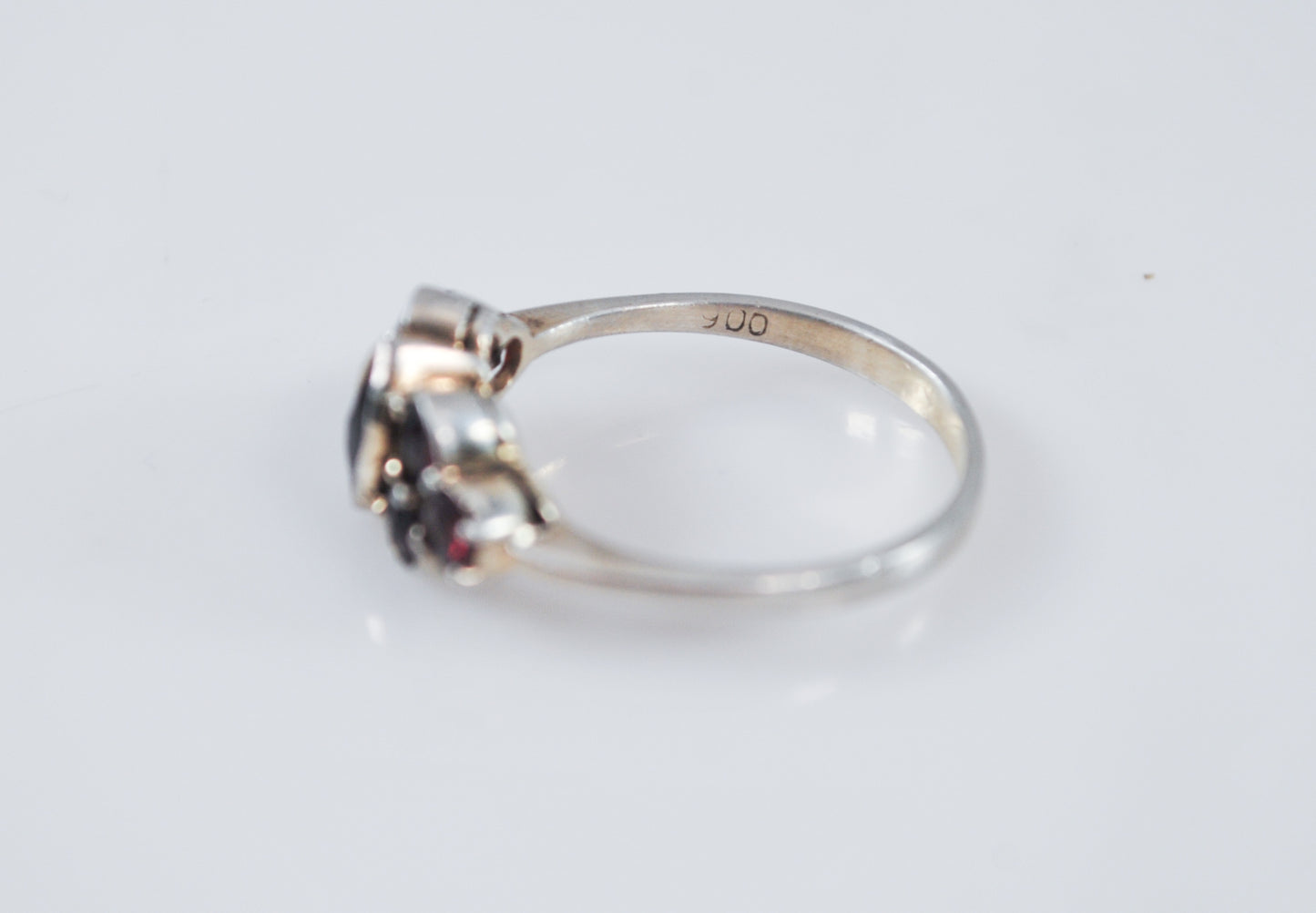Antique 900 Silver Garnet Ring