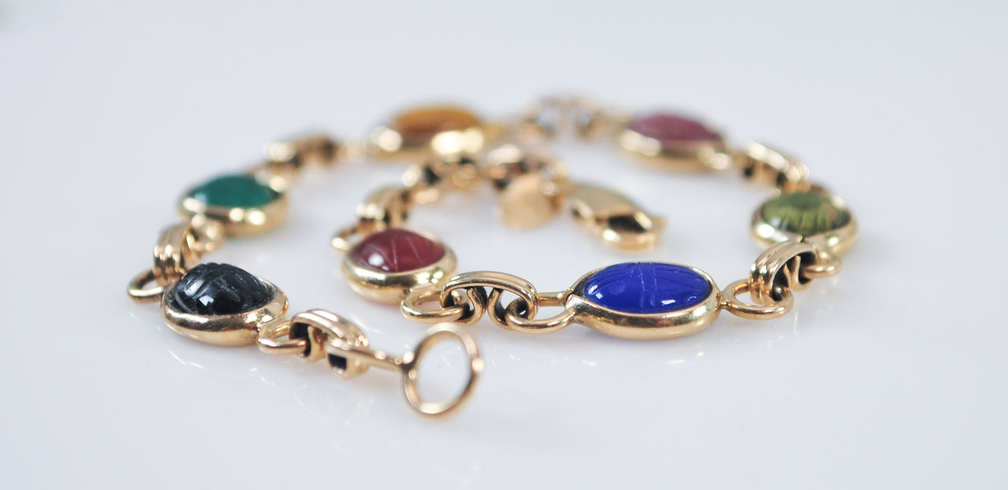 Vintage Carla 14K Gold Mini Scarab Bracelet
