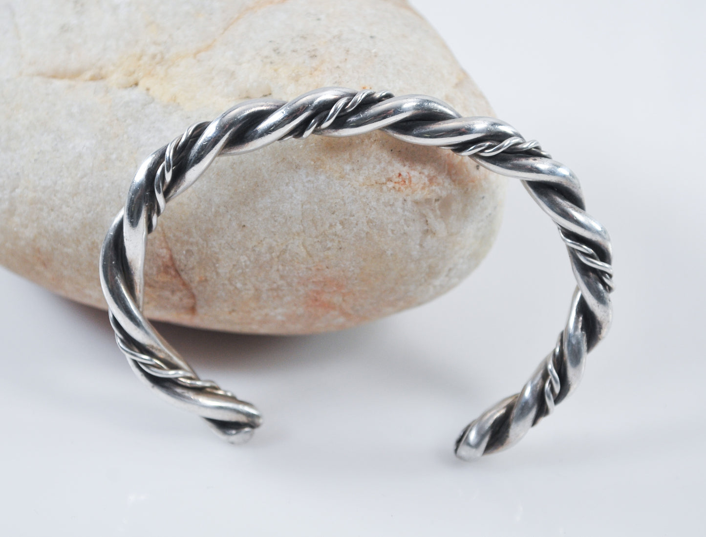 Small Wrist Navajo Sterling Silver Rope Twist Cuff Bracelet
