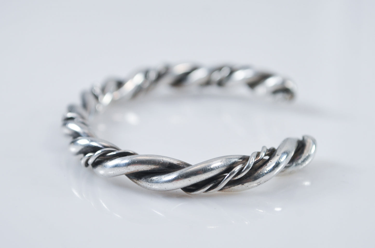 Small Wrist Navajo Sterling Silver Rope Twist Cuff Bracelet