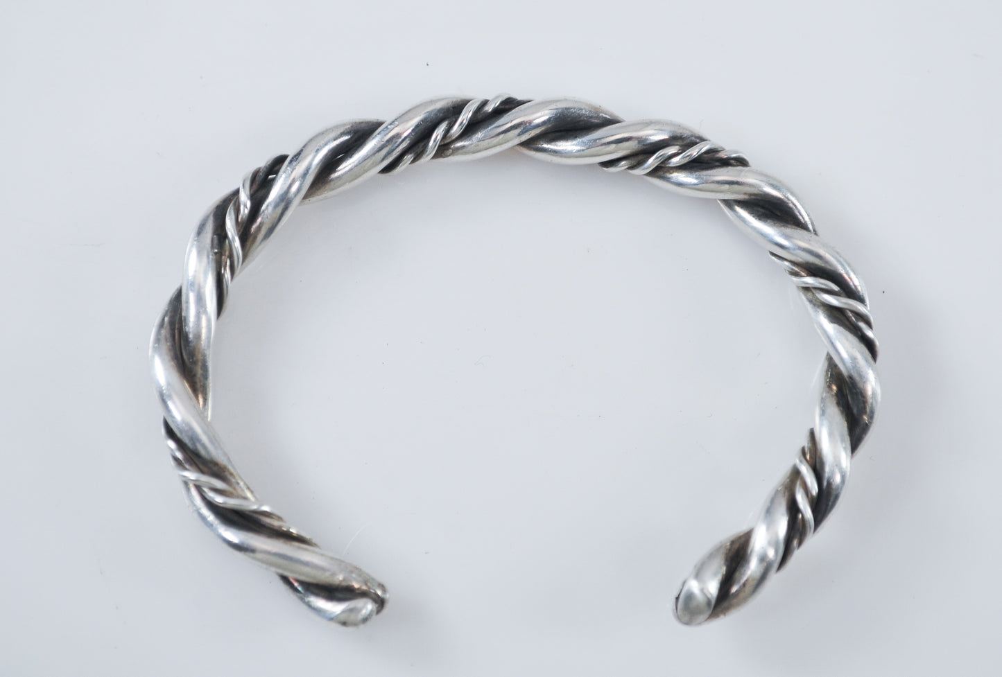 Small Wrist Navajo Sterling Silver Rope Twist Cuff Bracelet