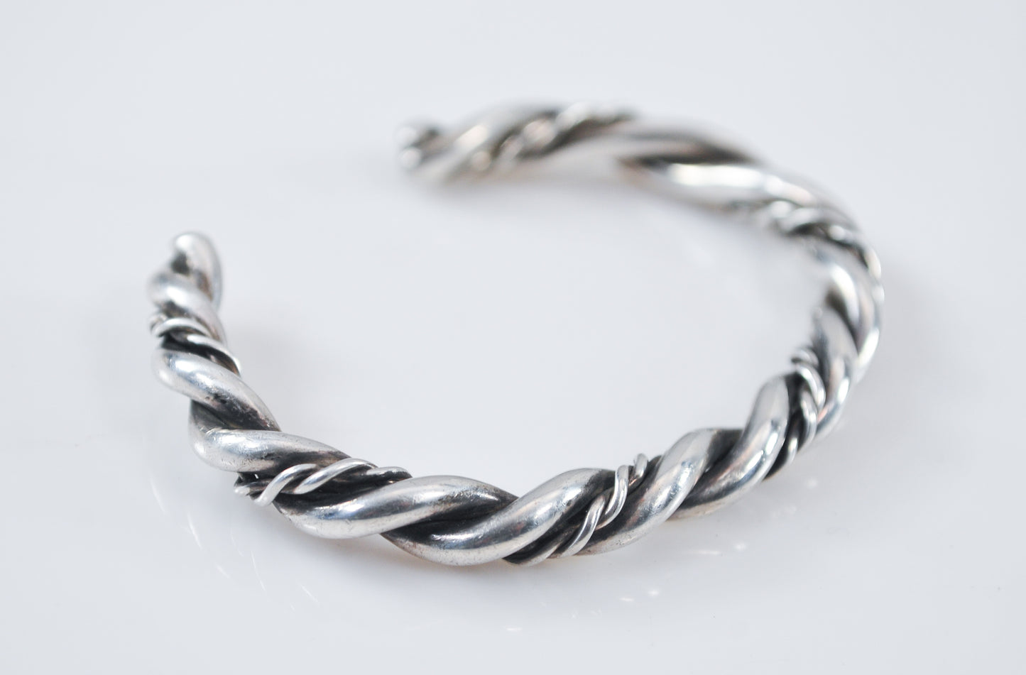 Small Wrist Navajo Sterling Silver Rope Twist Cuff Bracelet