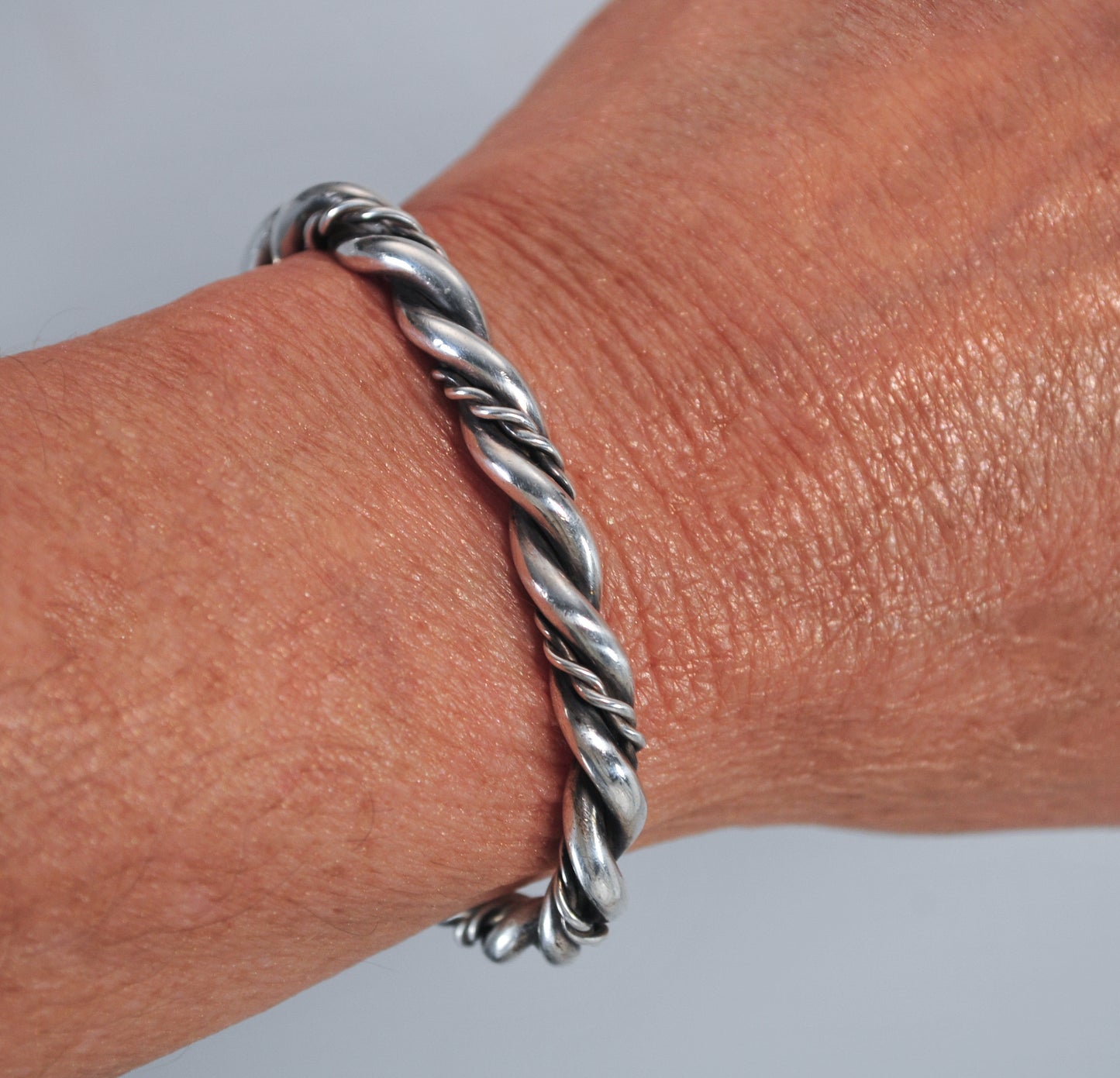 Small Wrist Navajo Sterling Silver Rope Twist Cuff Bracelet