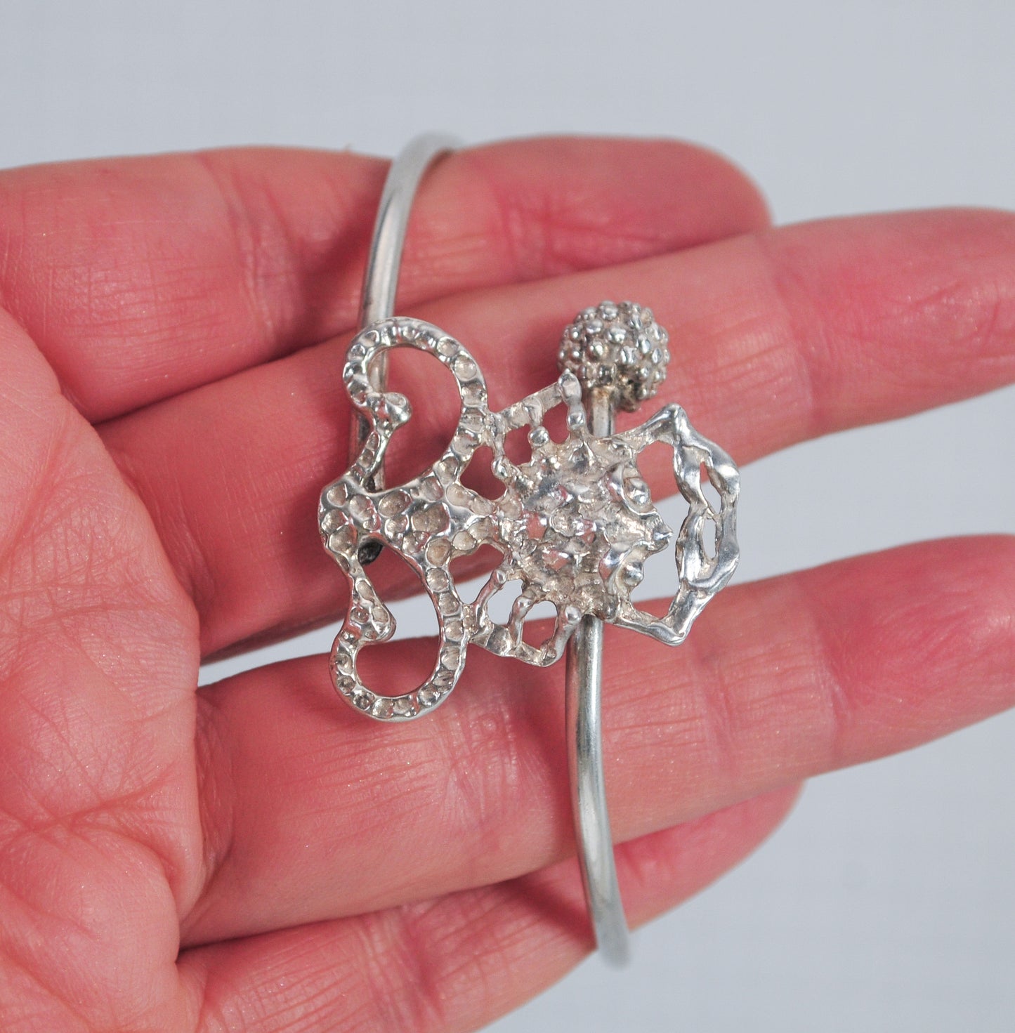 Abstract Sterling Silver Bangle Bracelet