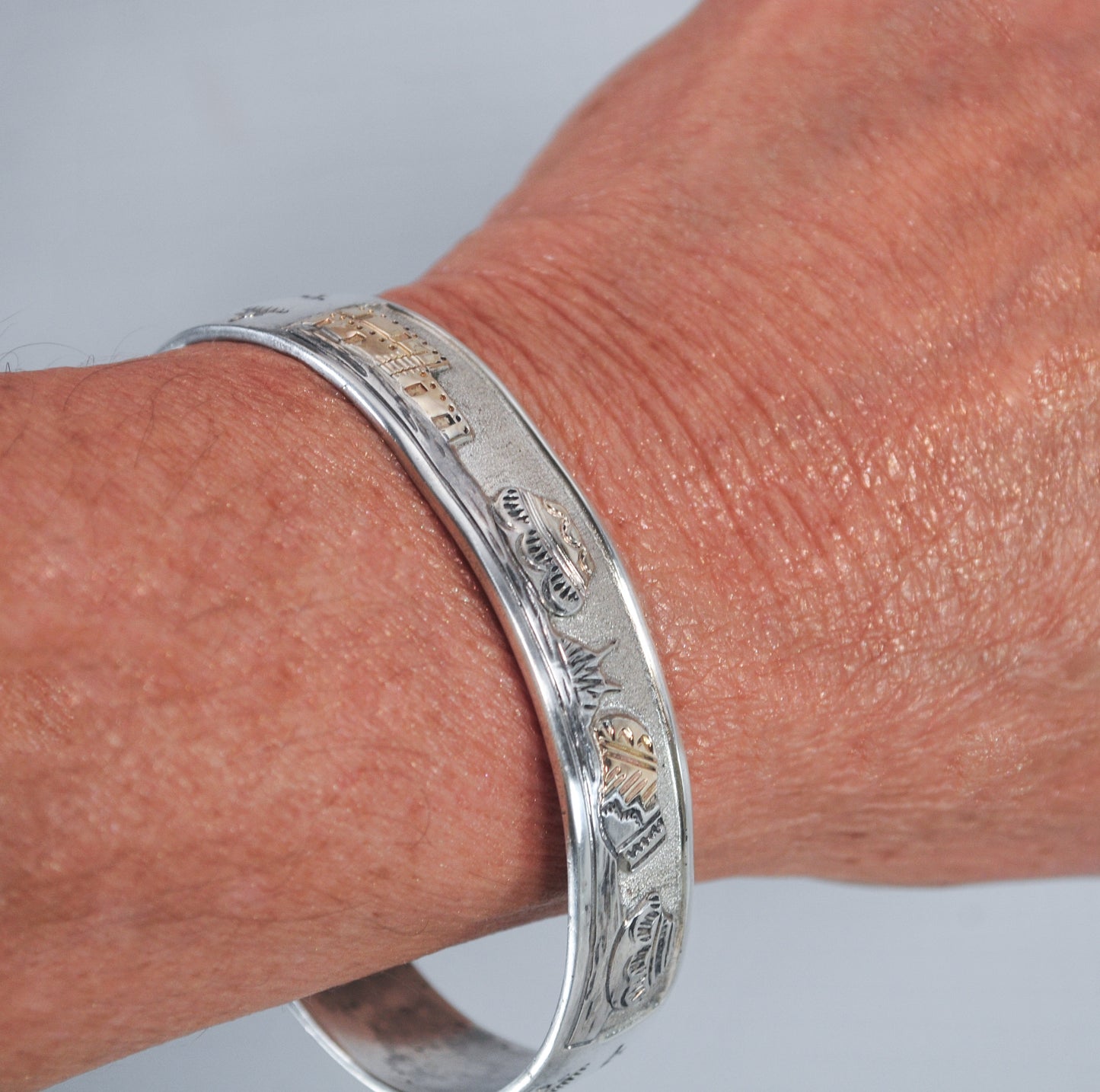 Wilson Tsosie Sterling Silver Storyteller Cuff Bracelet