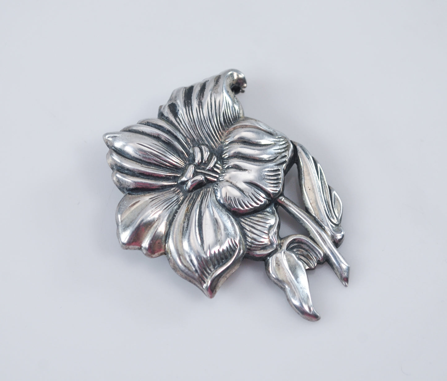 Vintage JewelArt Sterling Silver Flower Brooch
