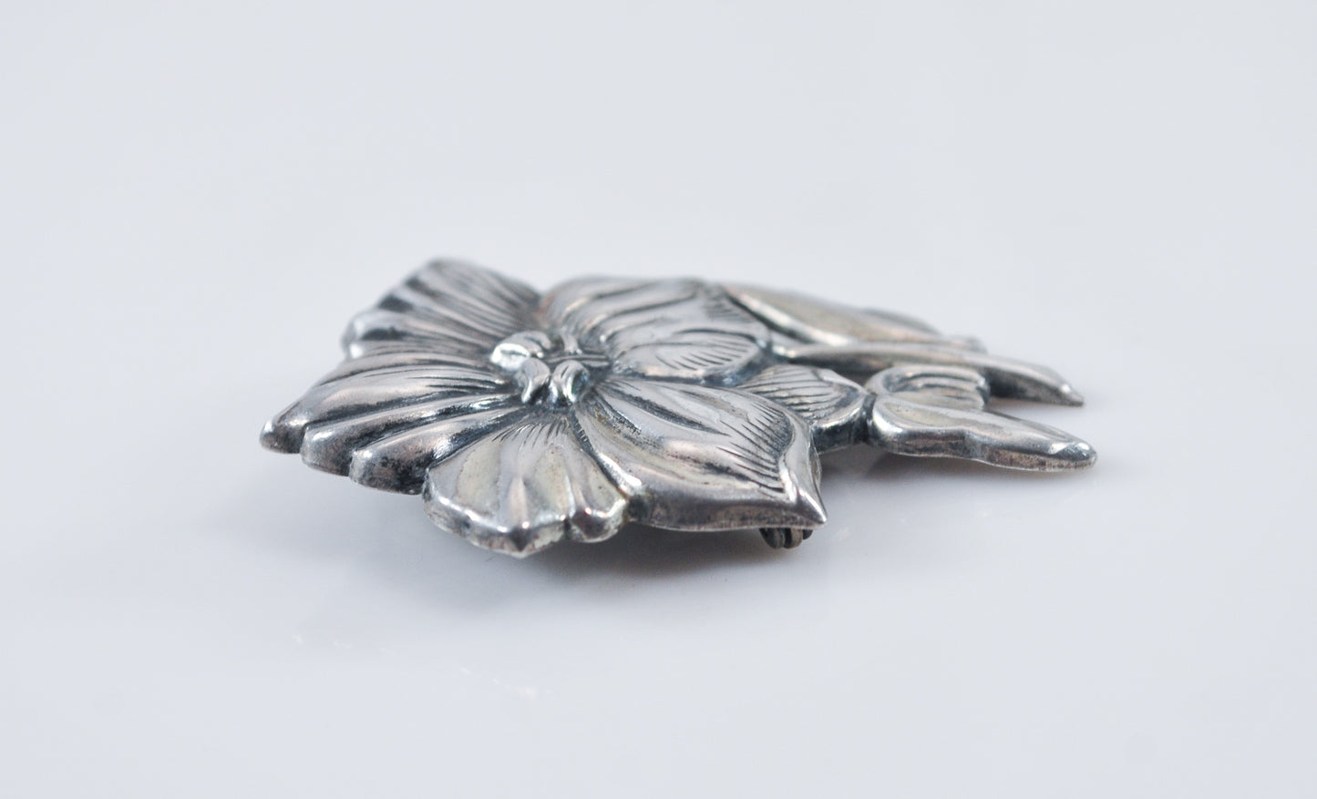 Vintage JewelArt Sterling Silver Flower Brooch