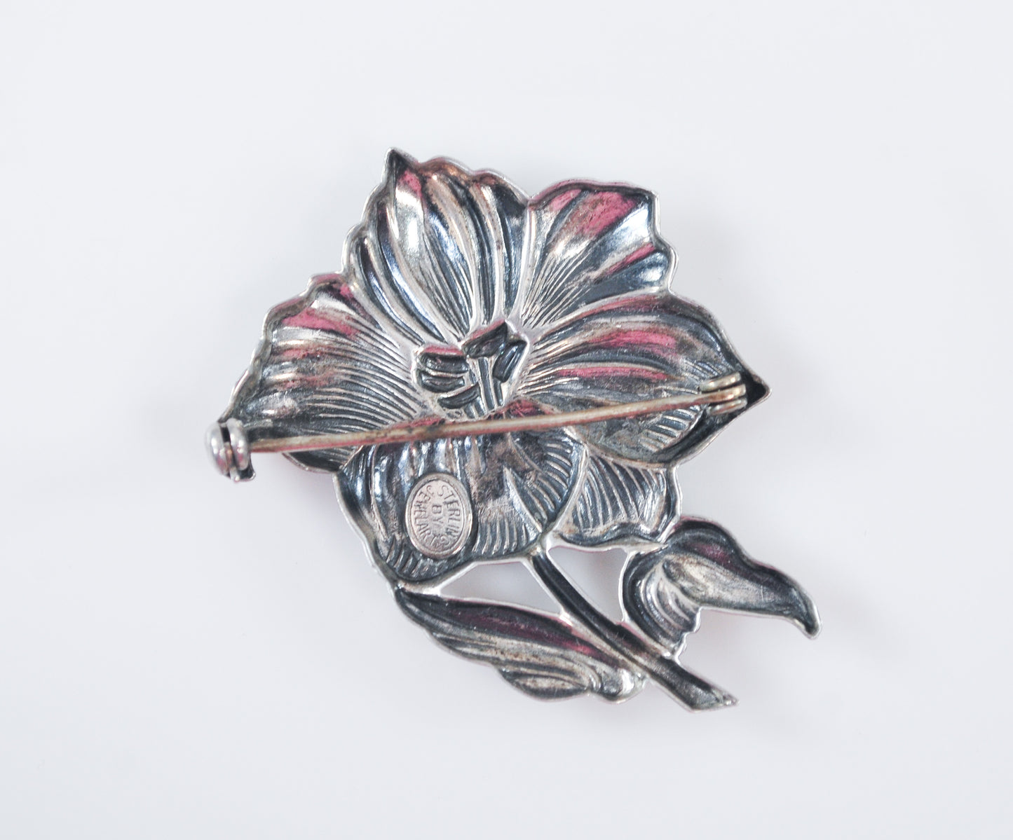 Vintage JewelArt Sterling Silver Flower Brooch