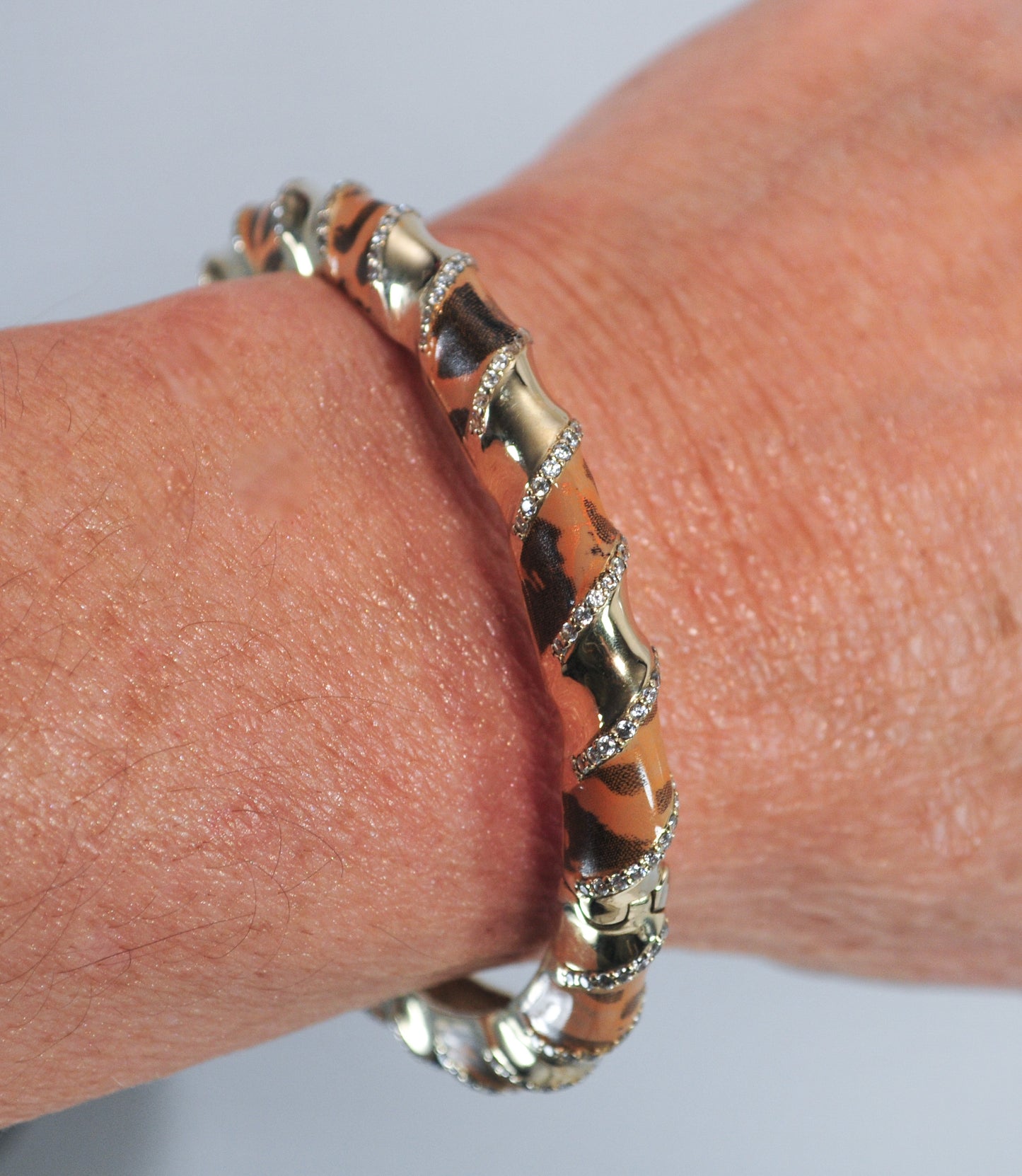 Vietnam 925 CZ Gold over Sterling Silver Bangle Bracelet