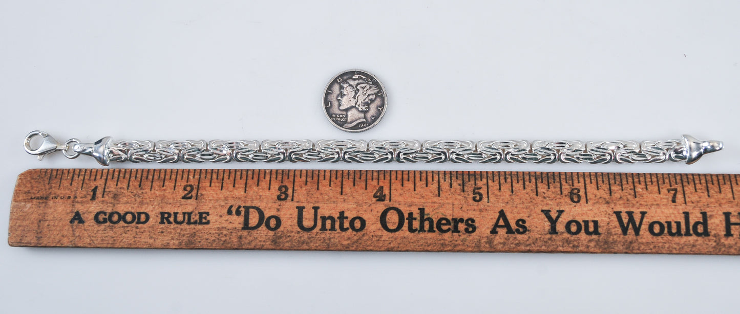 Reversible Sterling Silver Byzantine Bracelet