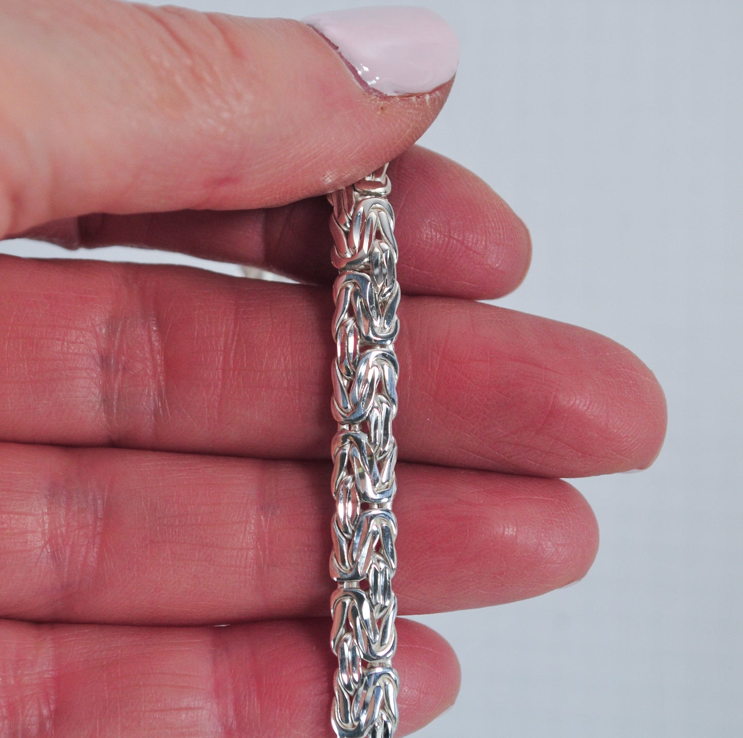 Reversible Sterling Silver Byzantine Bracelet