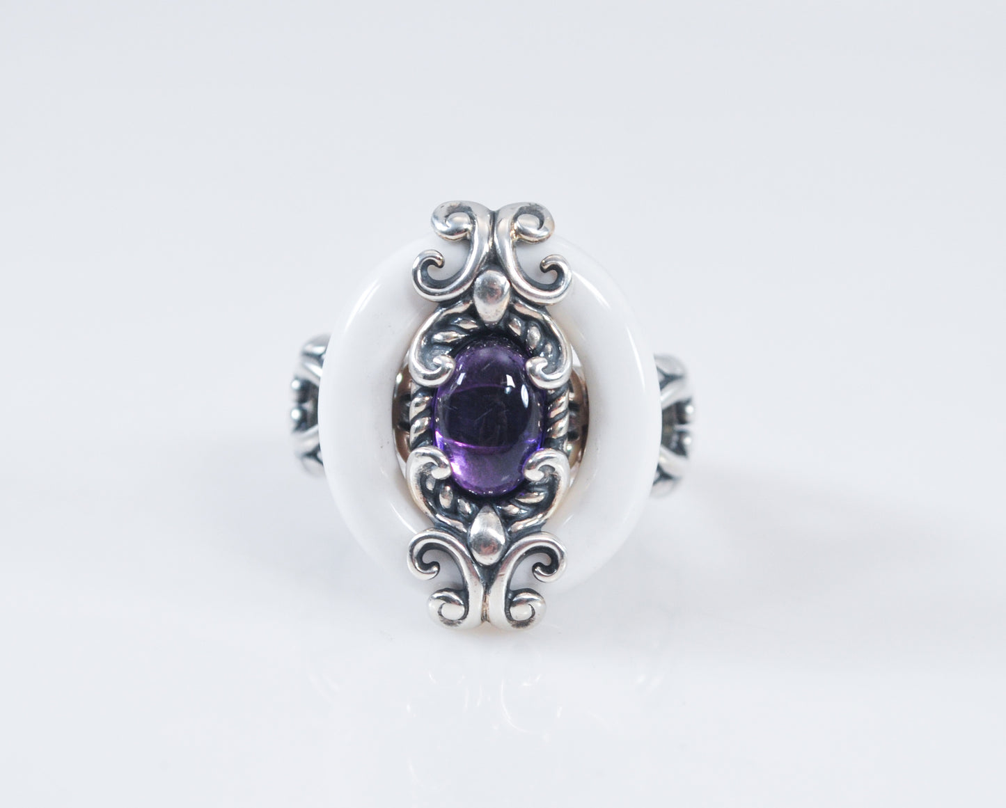 NOT AVAILABLE - Reserved for M - Carolyn Pollack White Agate Amethyst 925 Ring