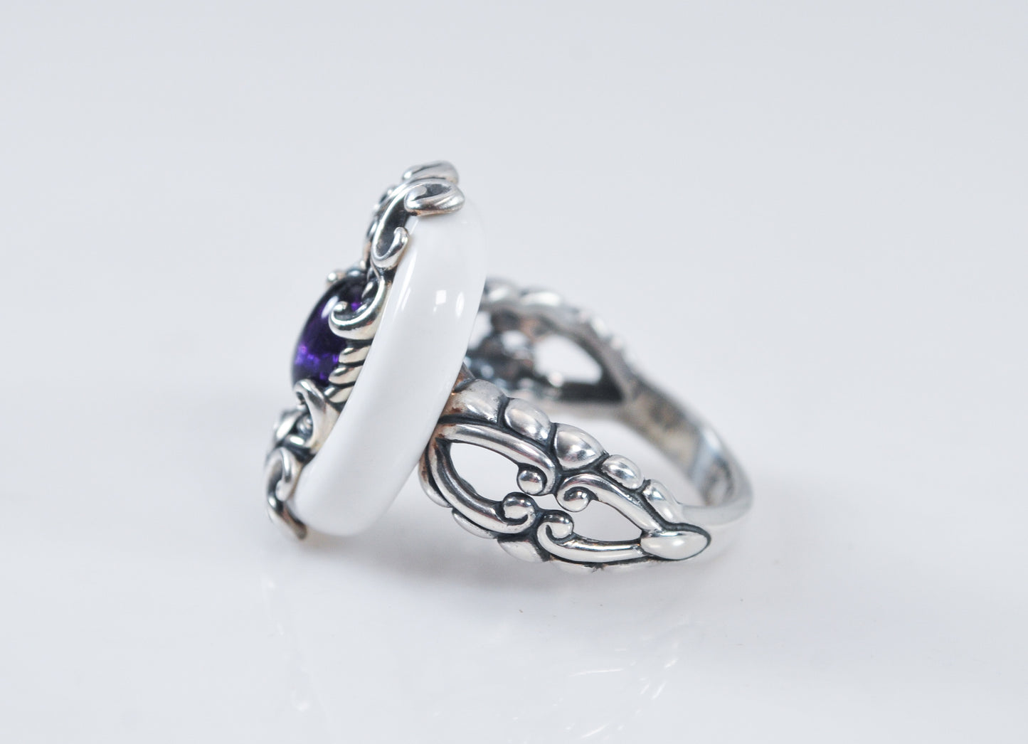 NOT AVAILABLE - Reserved for M - Carolyn Pollack White Agate Amethyst 925 Ring