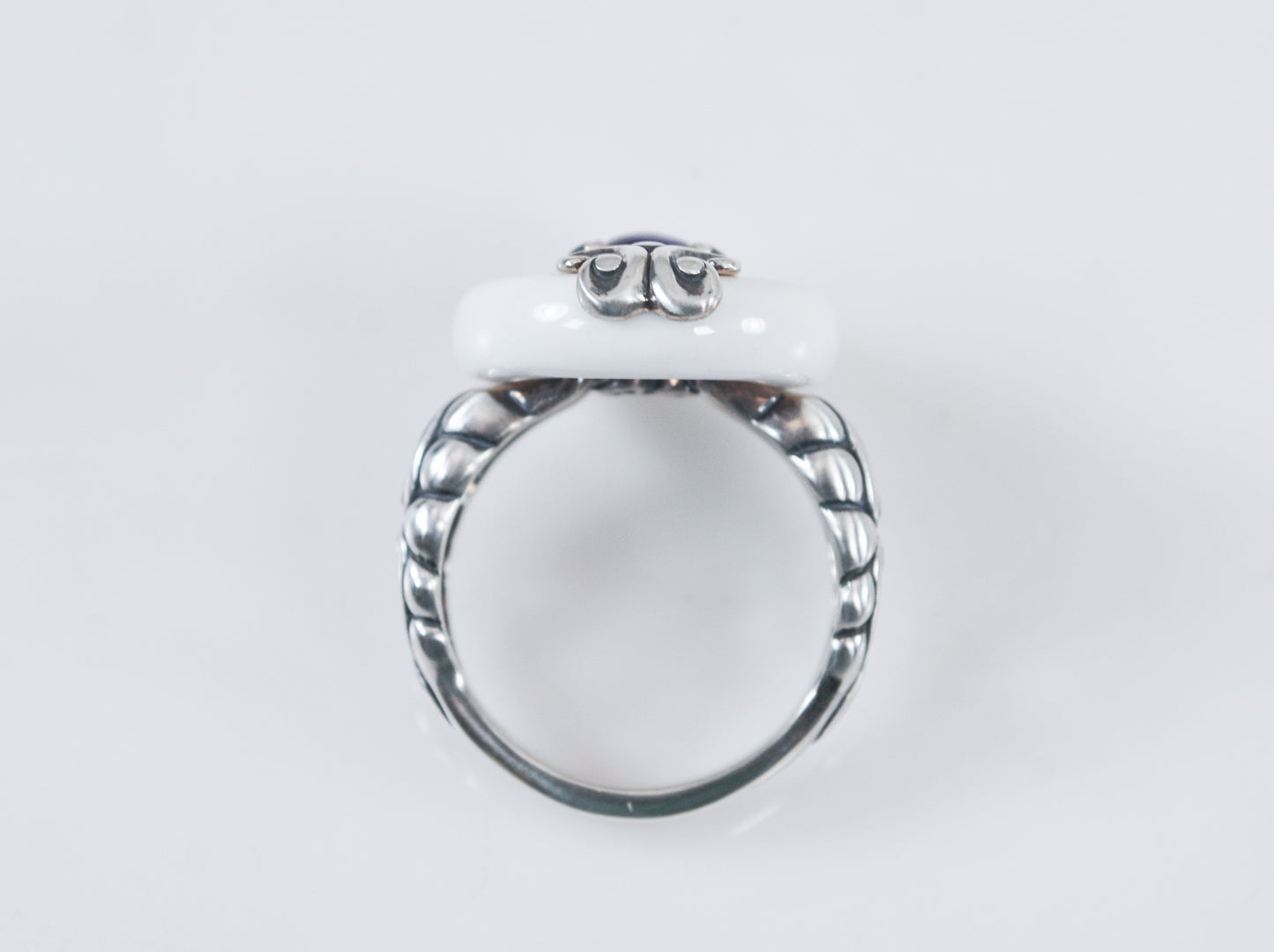 NOT AVAILABLE - Reserved for M - Carolyn Pollack White Agate Amethyst 925 Ring