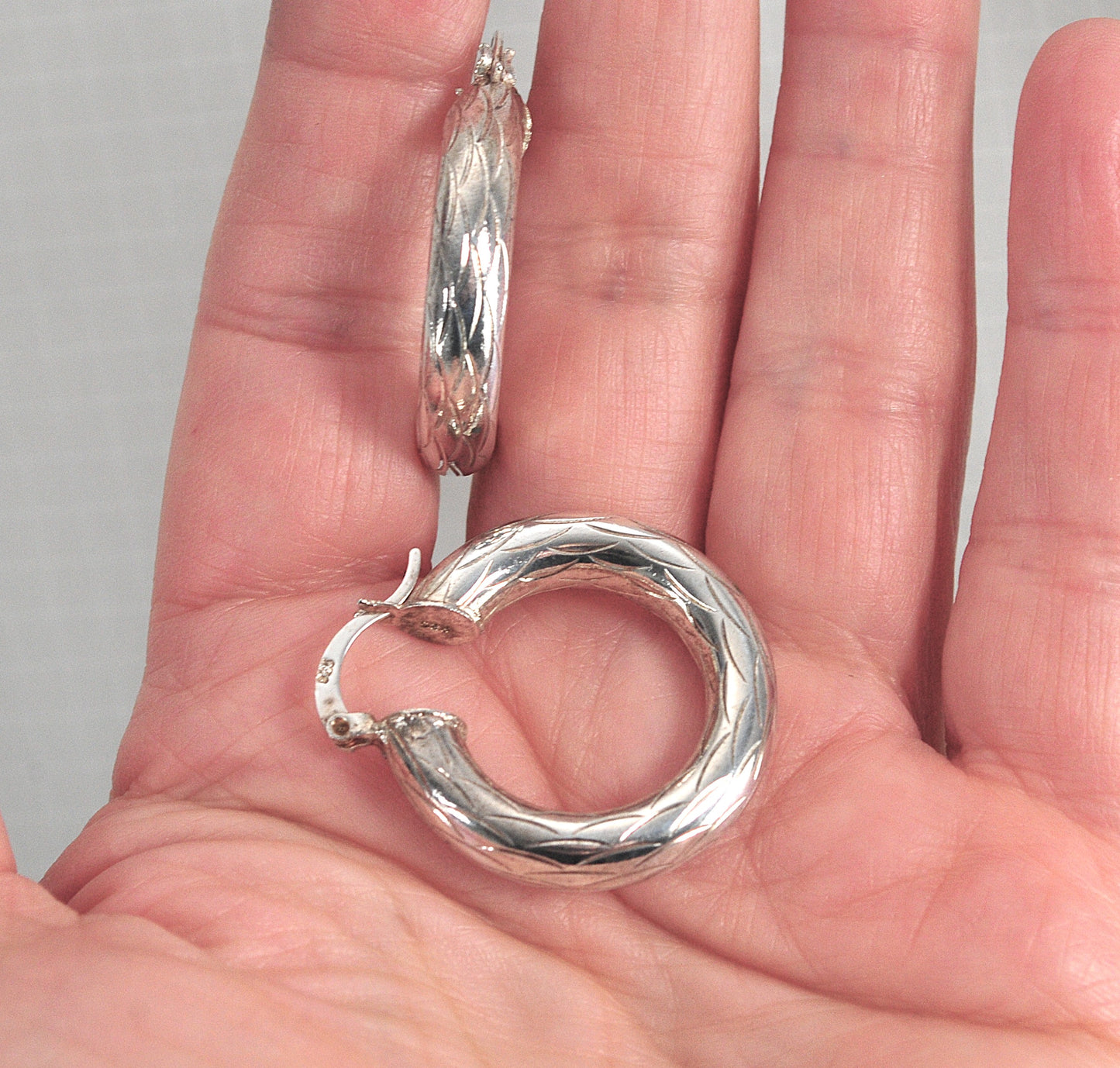 Chunky 925 Sterling Silver Hoop Earrings