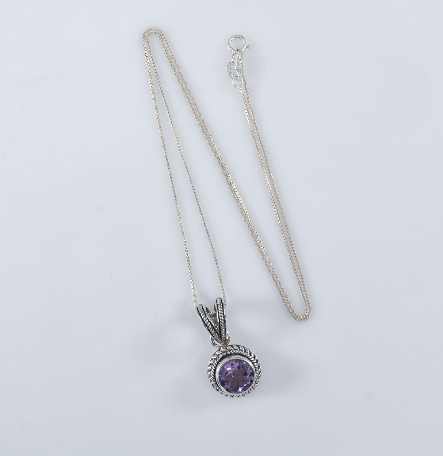Suarti Sterling Silver Round Amethyst Pendant Necklace