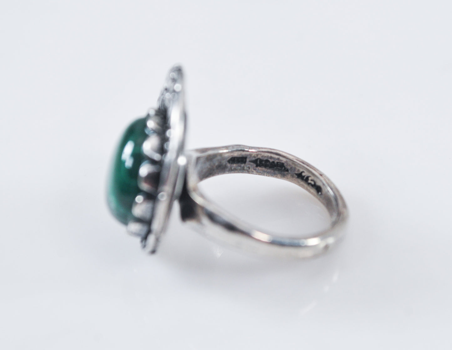 Shablool Didae Sterling Silver Malachite Floral Spinner Ring