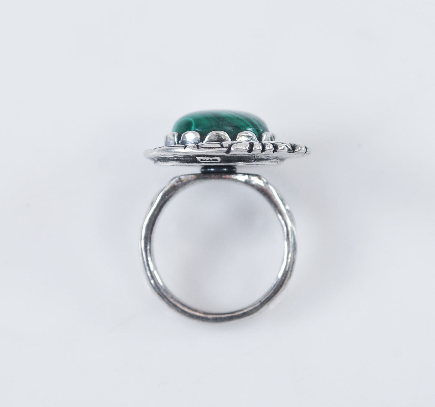 Shablool Didae Sterling Silver Malachite Floral Spinner Ring