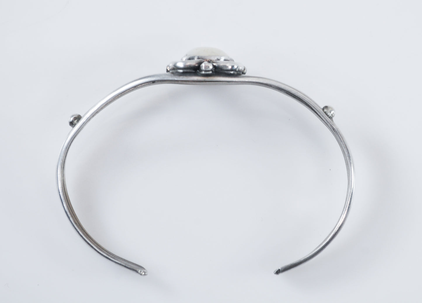 Native American Sterling Silver Mother of Pearl Cuff Bracelet
