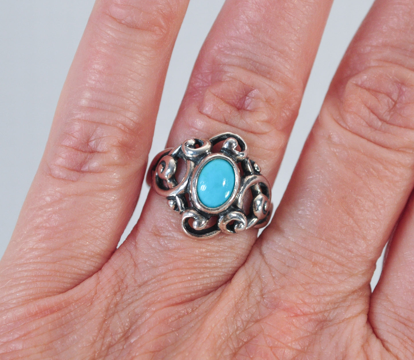 Carolyn Pollack Scrolled Sterling Silver Turquoise Ring