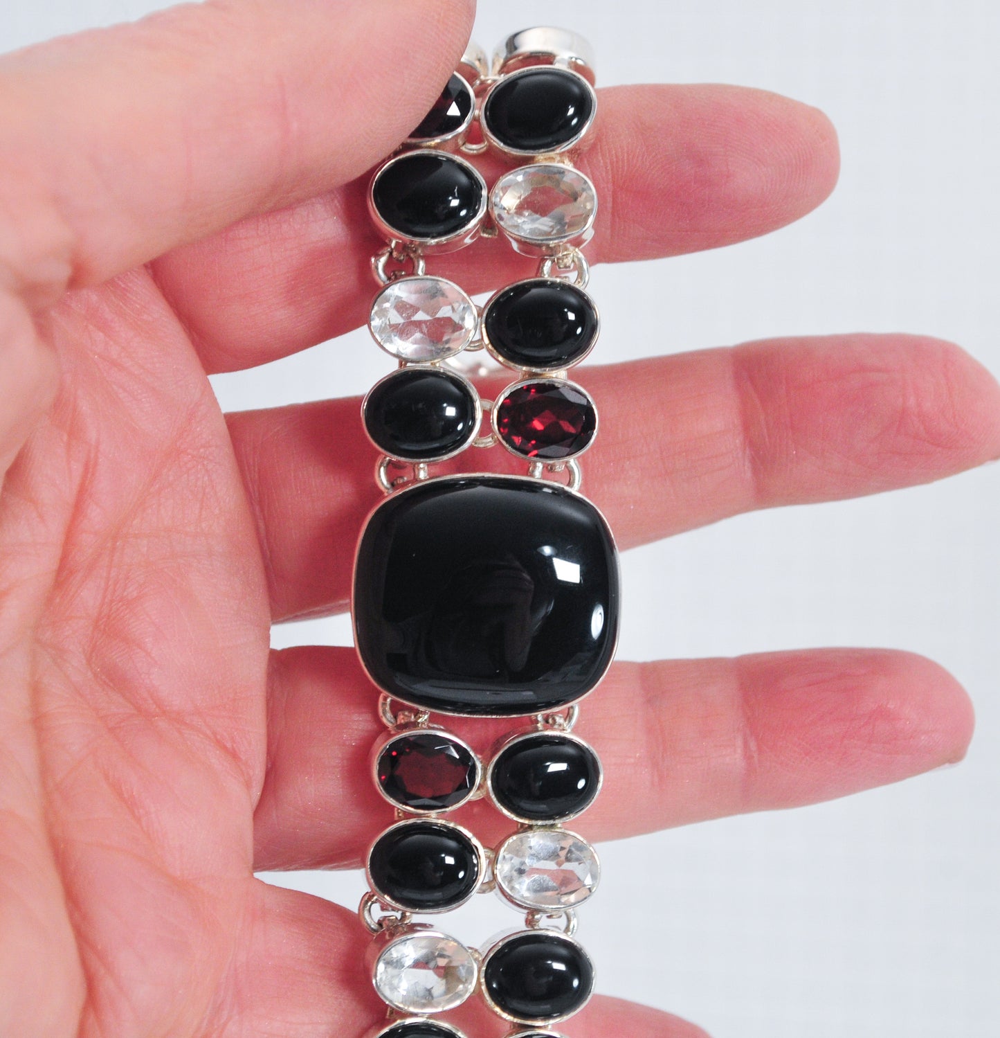 Statement Sterling Silver Gemstone Bracelet