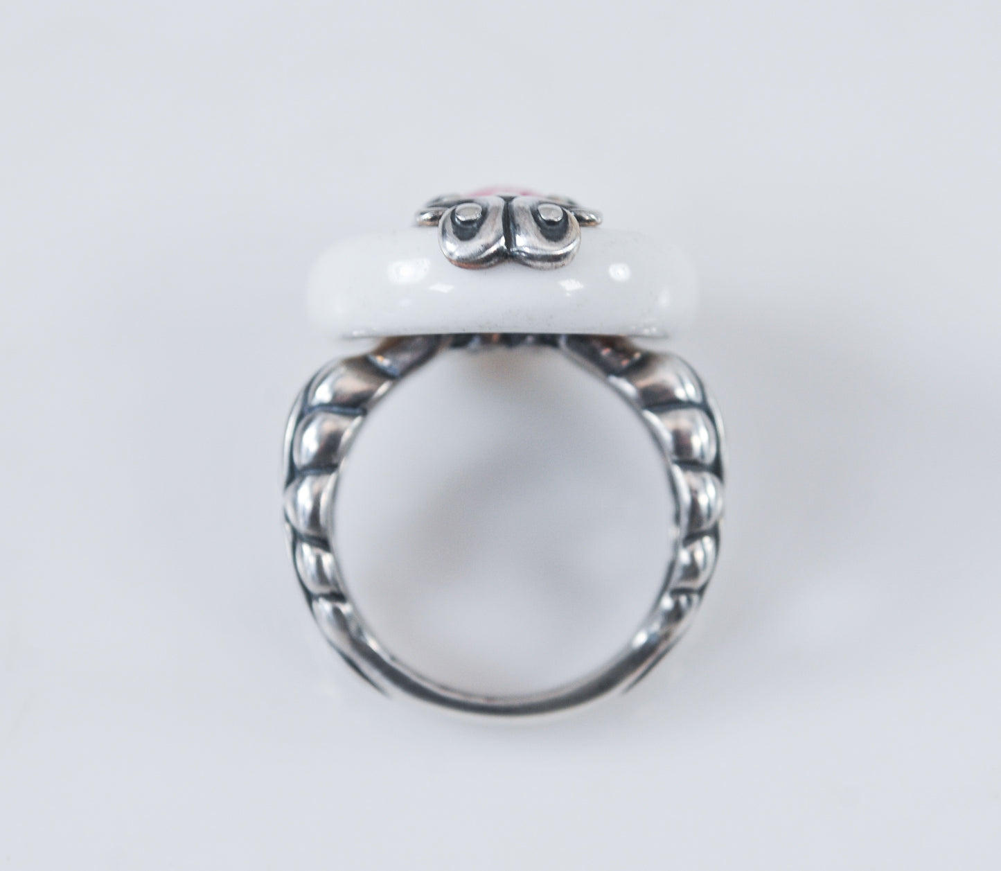 Carolyn Pollack Sterling Silver White Agate Rhodochrosite Ring