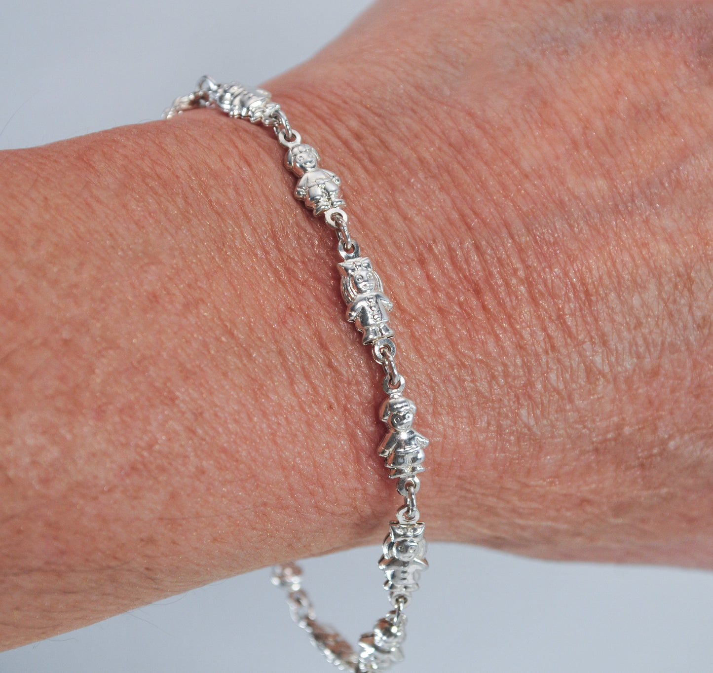 Sterling Silver Puffed Little Boy Girl Bracelet