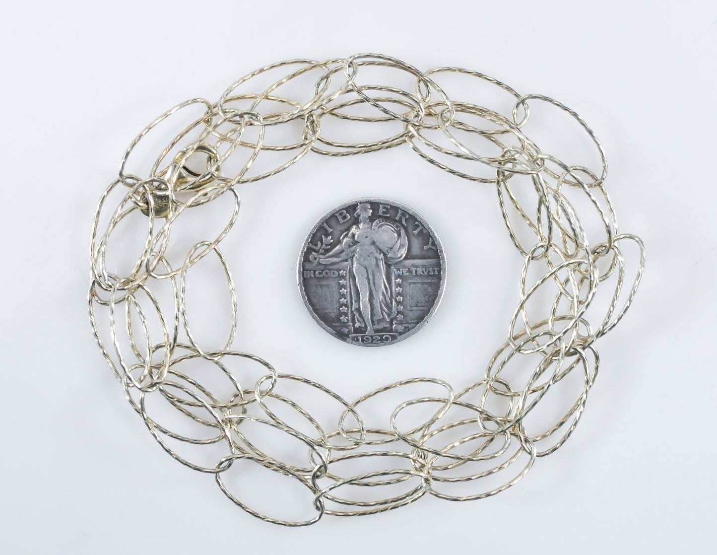 925 Italy Long Sparkle Loop Necklace