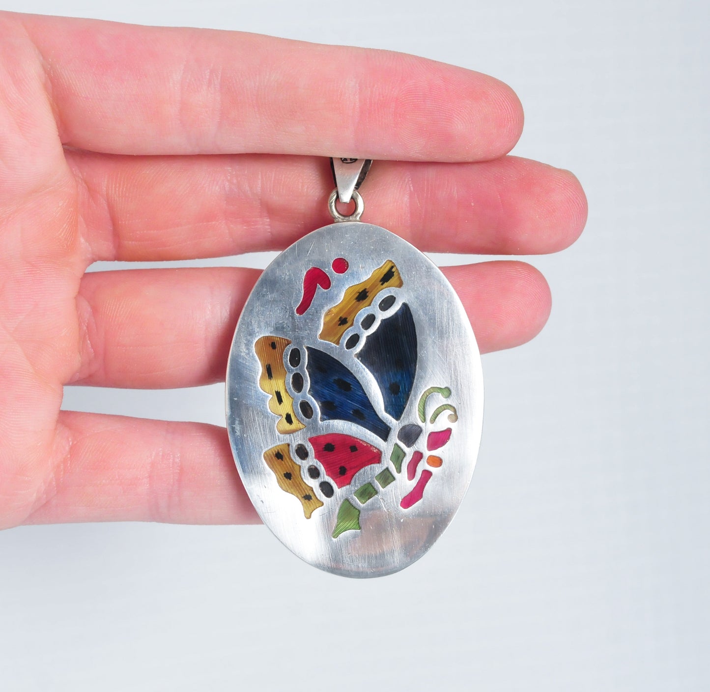 Vintage 925 Old Mexico Sterling Silver Pluma Azteca Butterfly Pendant