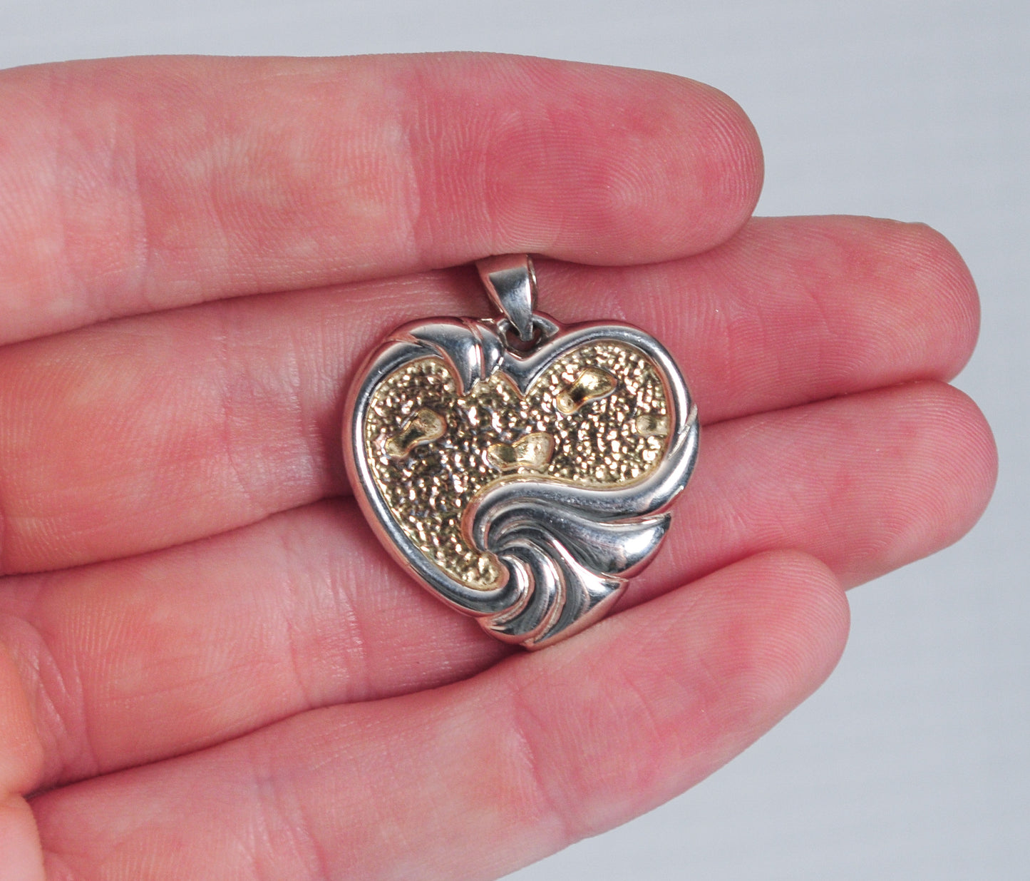 Lenox Sterling Silver Spanish Footprints Heart Pendant