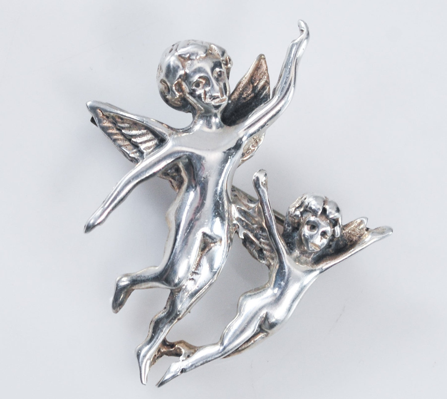 Small Sterling Silver Angel Cherub Brooch