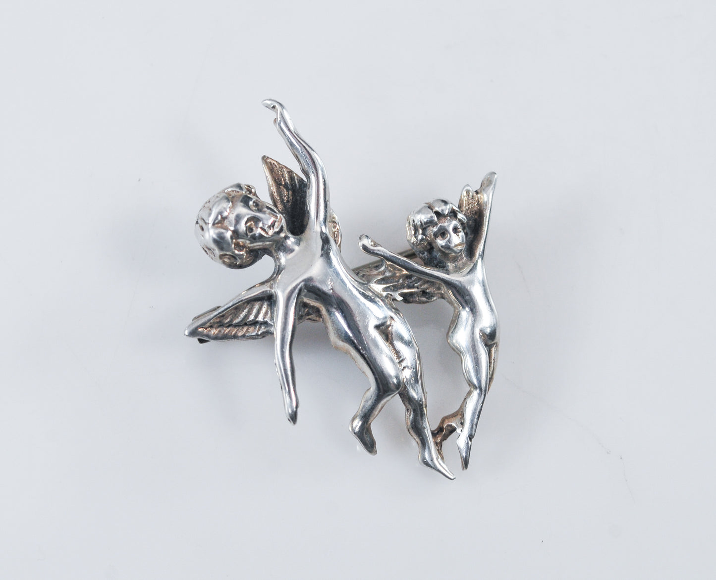 Small Sterling Silver Angel Cherub Brooch