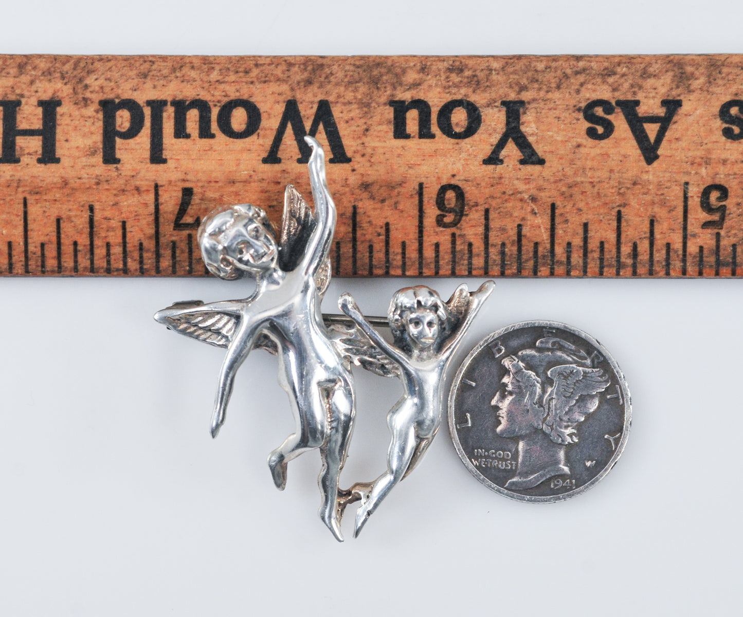 Small Sterling Silver Angel Cherub Brooch