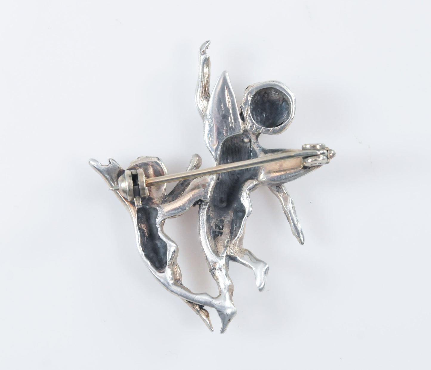 Small Sterling Silver Angel Cherub Brooch
