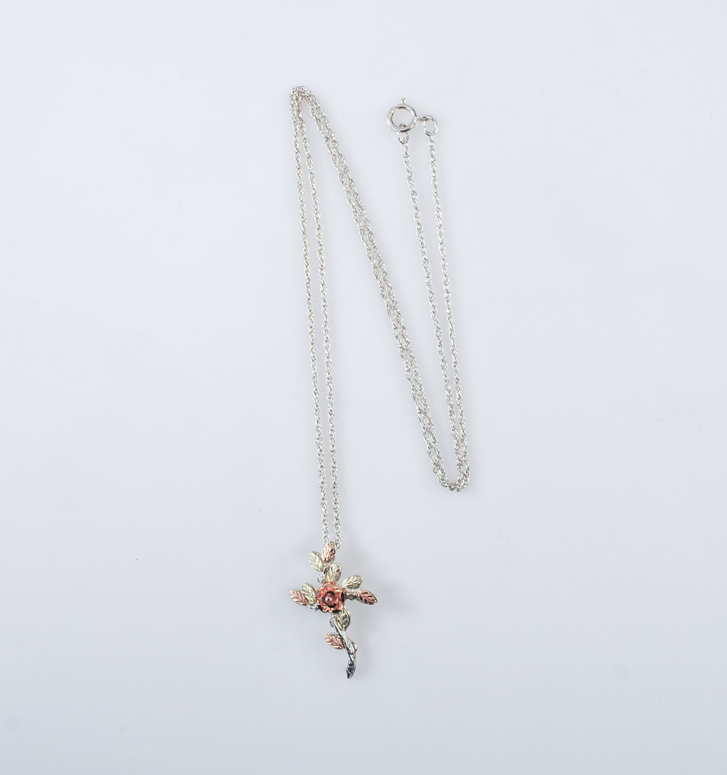 Coleman Black Hills Sterling Silver 12K Gold Rose Leaf Cross Necklace