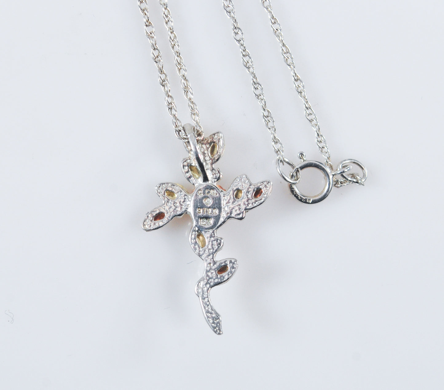 Coleman Black Hills Sterling Silver 12K Gold Rose Leaf Cross Necklace