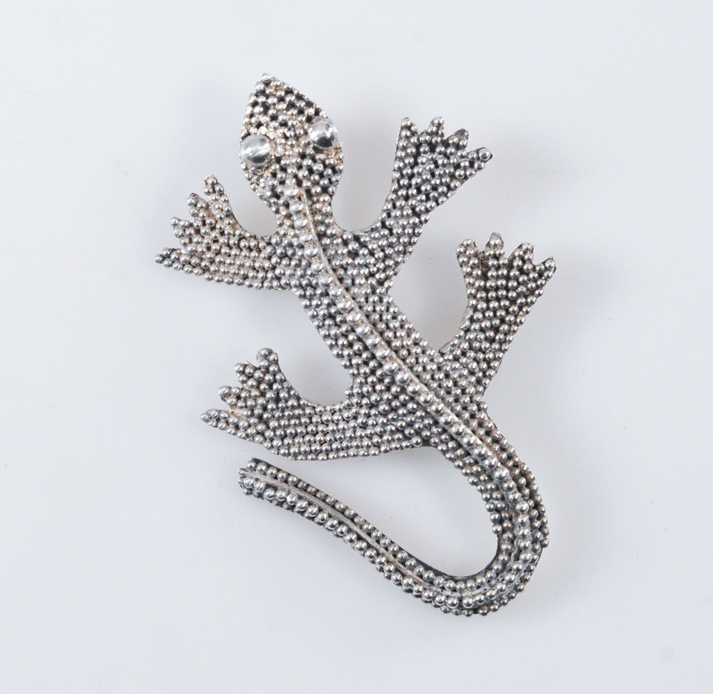 Pebbled Sterling Silver Lizard Brooch