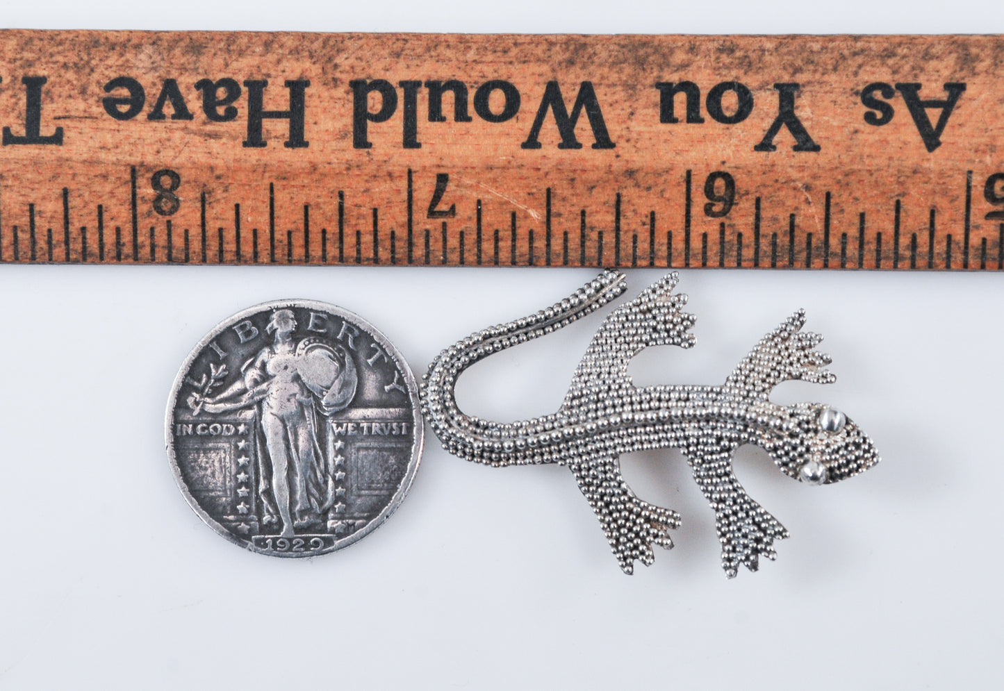 Pebbled Sterling Silver Lizard Brooch