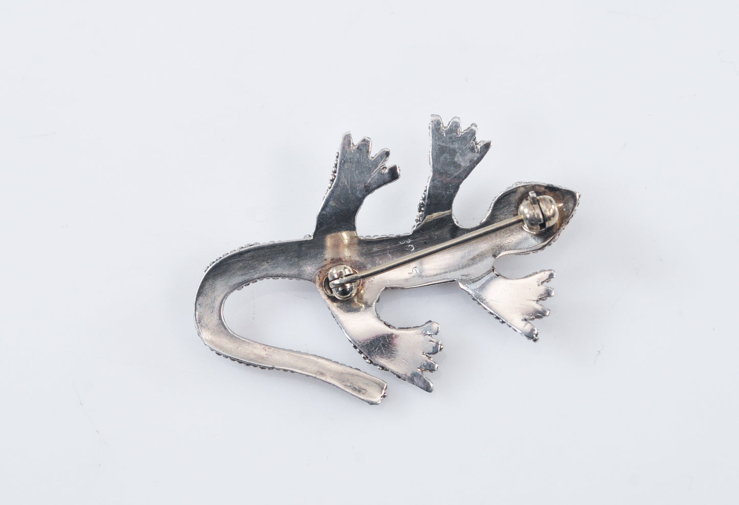 Pebbled Sterling Silver Lizard Brooch