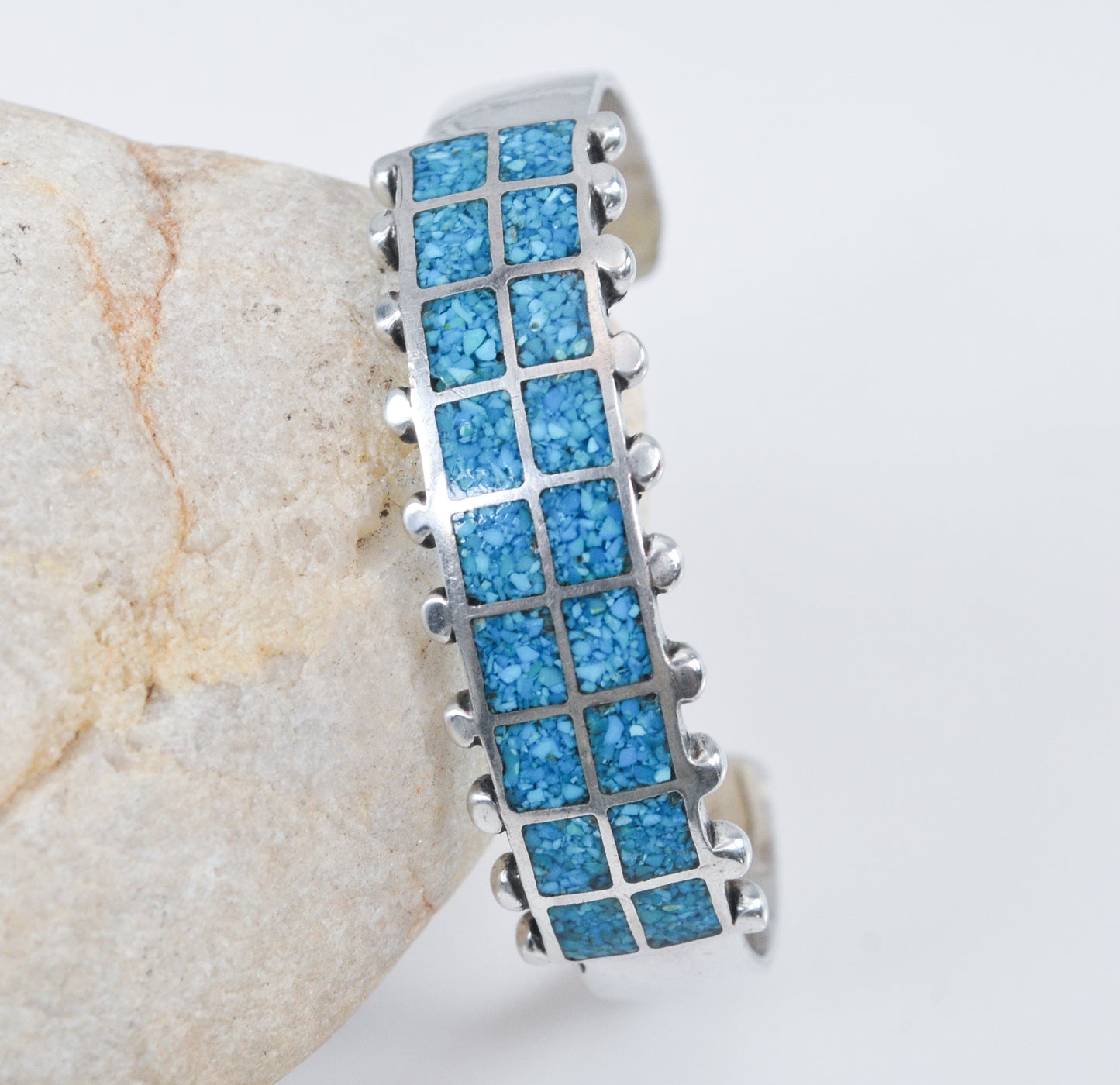 Native American Turquoise Chip Inlay Cuff Bracelet
