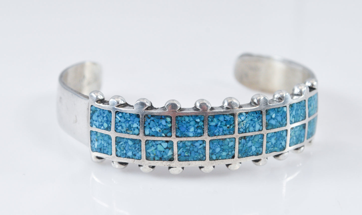 Native American Turquoise Chip Inlay Cuff Bracelet